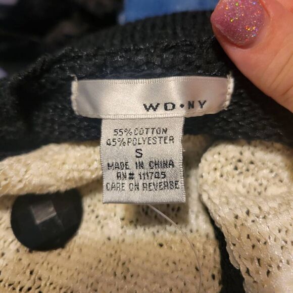 NWT WD-NY Black, White and Brown Single Button Cardigan Size Small - Picture 6 of 6